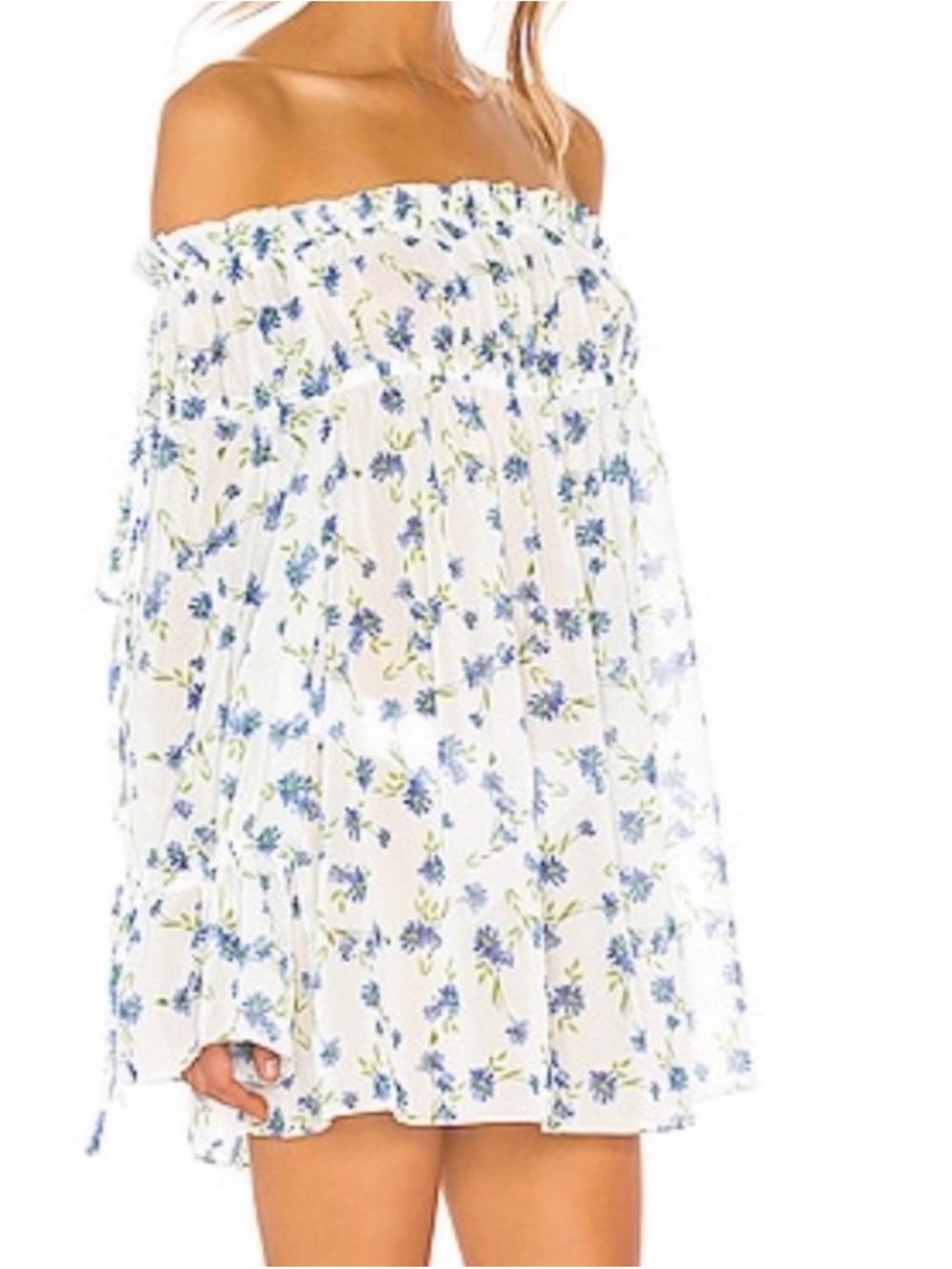 Tularosa Brogan White Mini Dress with Blue Floral Print S - Picture 5 of 13
